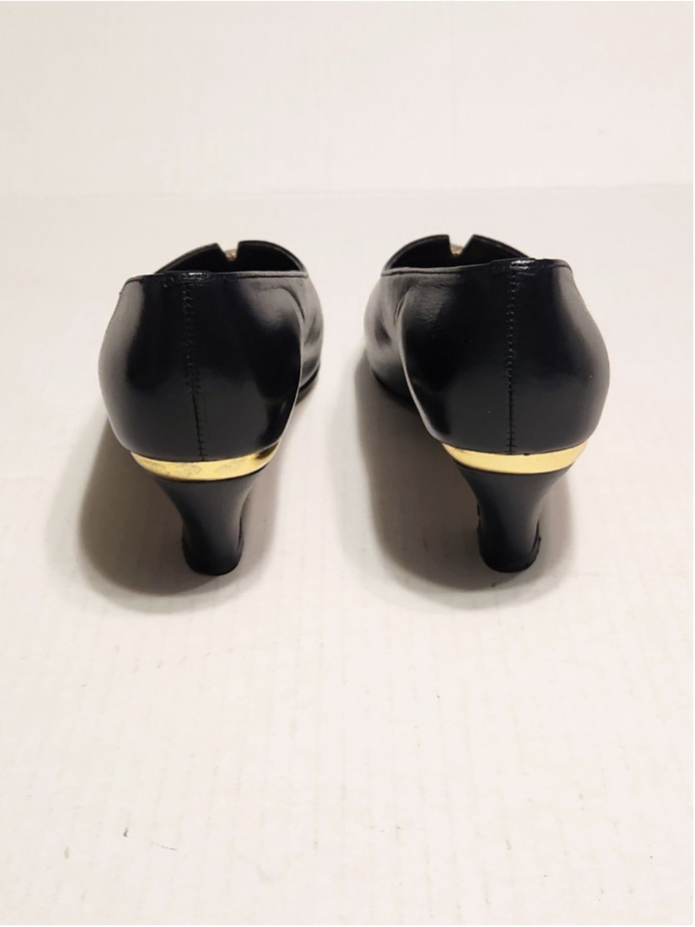 Magdesians Adara Navy Kid Leather Slip On Block Heel Pumps 6 M - Picture 6 of 12